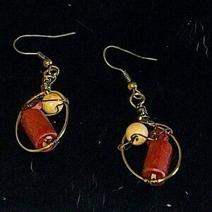 Wooden and metal earrings